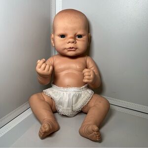 2002 Cititoy Realistic NewBorn Baby Doll Belly Button Light Blue Eyes Nude 10”